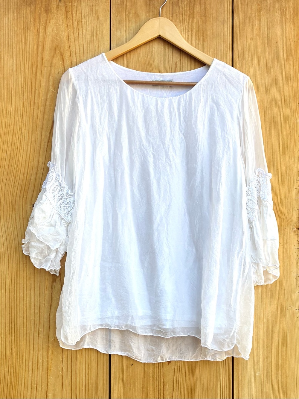 Tendenze Made In Italy White Silk Layered Top Sz Large